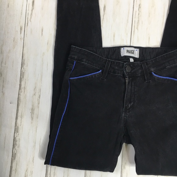 Paige Black Skinny Jeans with Blue Piping - Picture 3 of 8